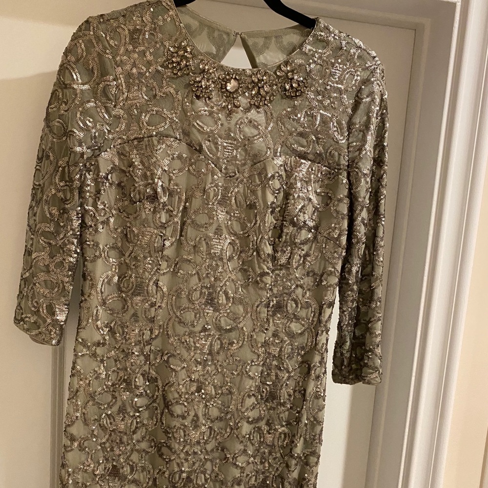 Adrianna Papell Pewter Evening Cocktail Dress 10